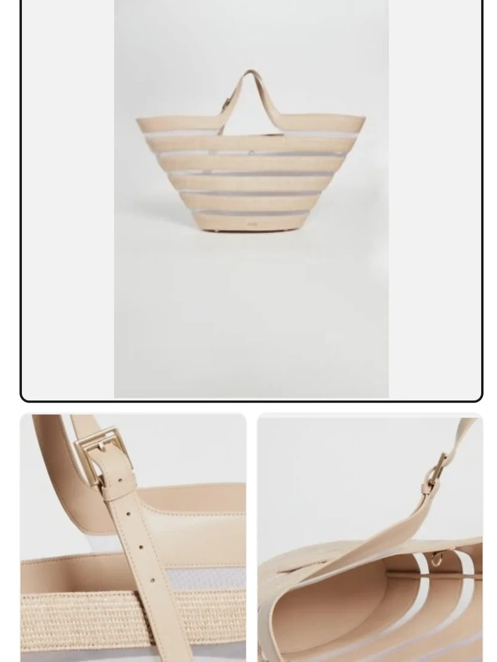 CULT GAIA Natural Leather, Straw And Mesh Tote